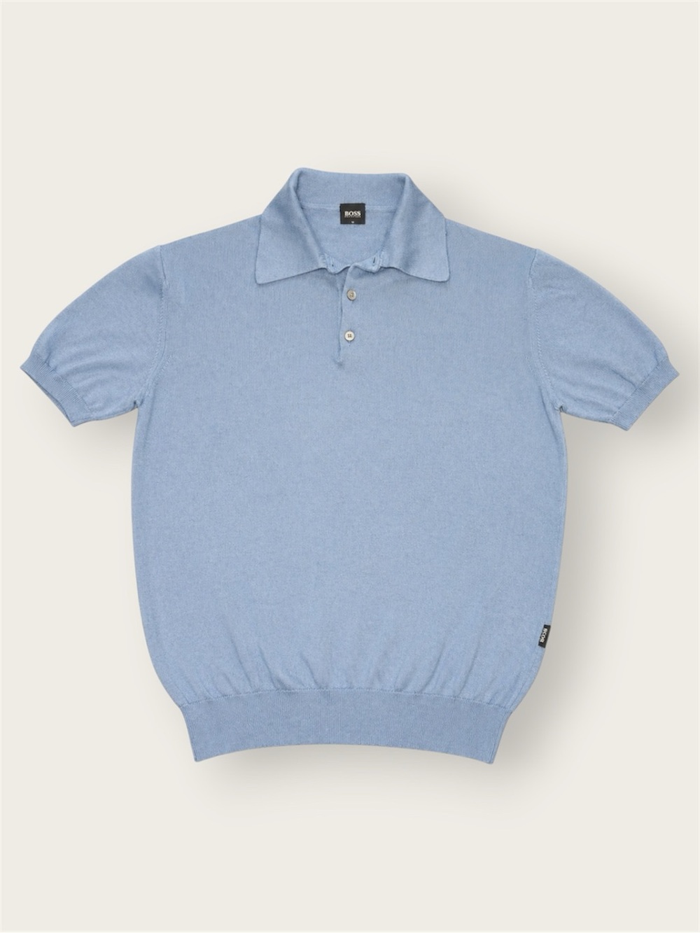 Vintage BOSS Hugo Boss Golf Knit Polo Sweater | Blue Ribbed Hem | Italy Made